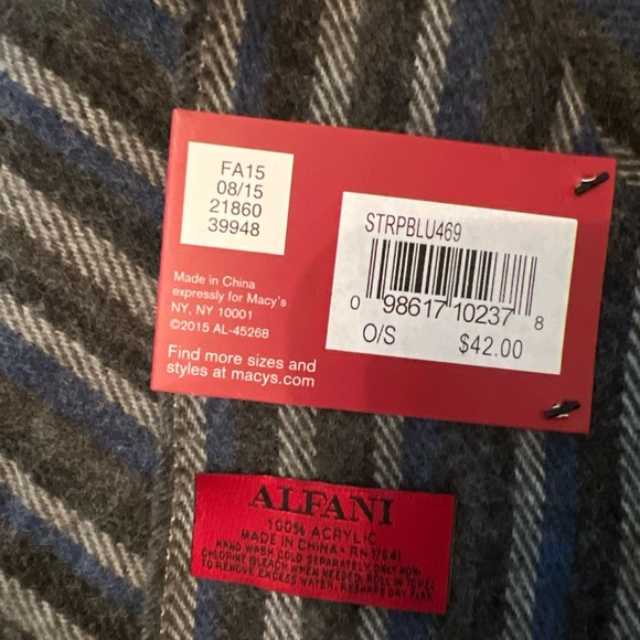 Alfani striped rectangle 100% acrylic scarf new with tags - Picture 2 of 2